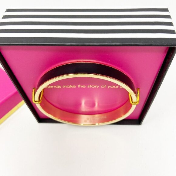 MUD PIE | Friendship Hidden Message Black Bangle Gold Plated - Picture 6 of 8